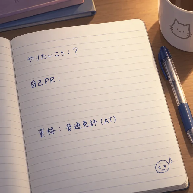 やりたいこと:? 自己PR: 資格:普通免許(AT)